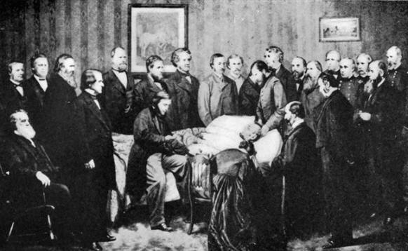 Image result for John H. Littlefield engraving "Deathbed of Lincoln