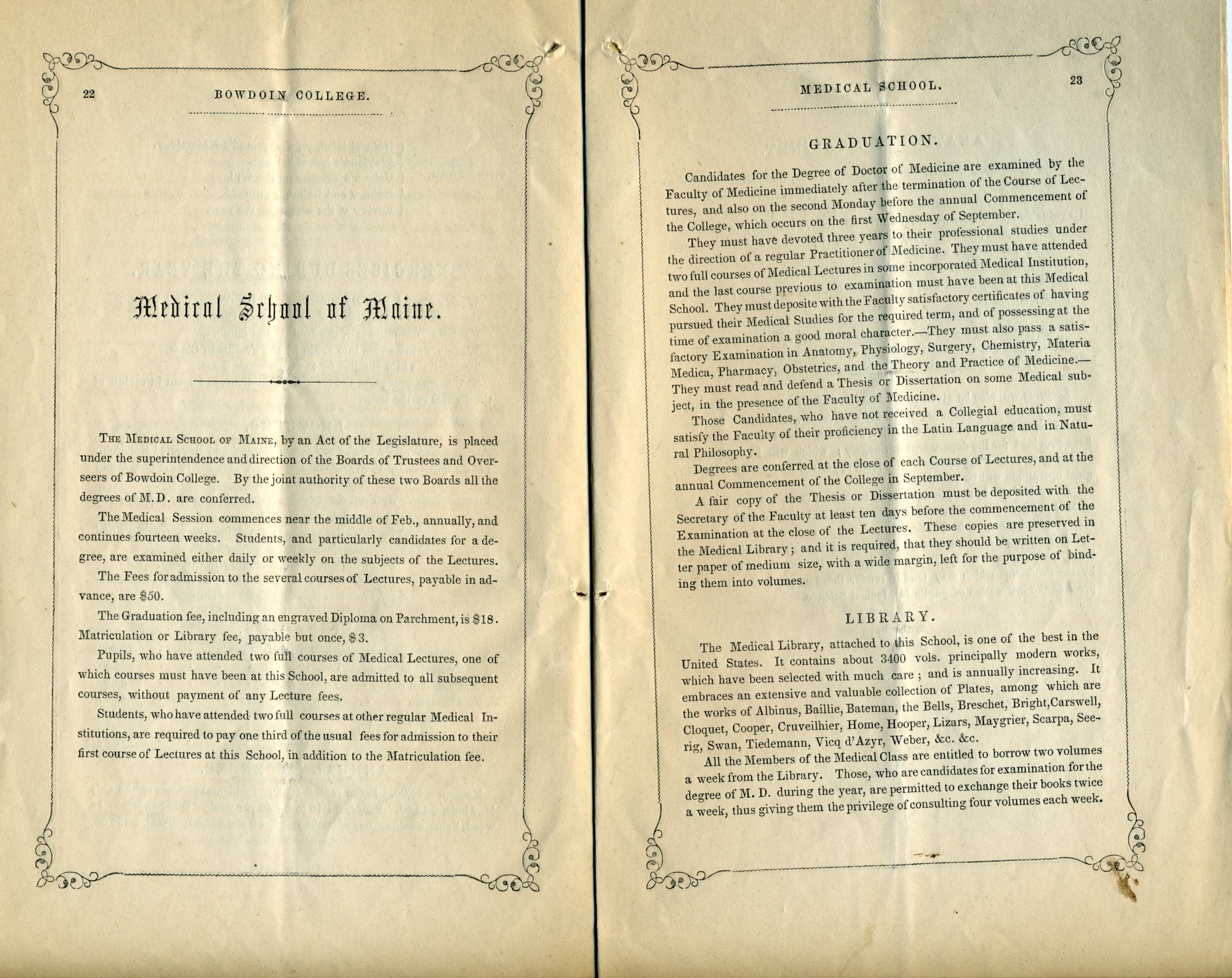 Bowdoin College And The Medical College Of Maine 1851 1852