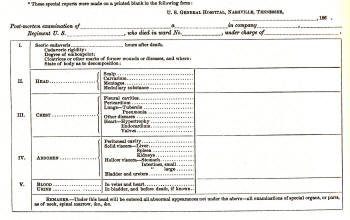 U.S. Army Post-mortem exam form