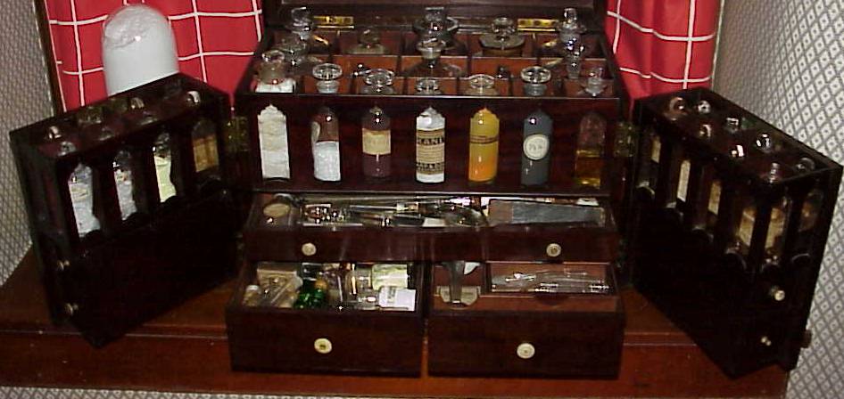 Antique 1800's Doctors bag case vials Medical Kit Apothecary